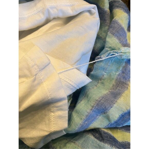 J. Jill Love Linen Blue & Green Mixed Stripe Sleeveless Maxi Dress sz XL EUC - Picture 6 of 8